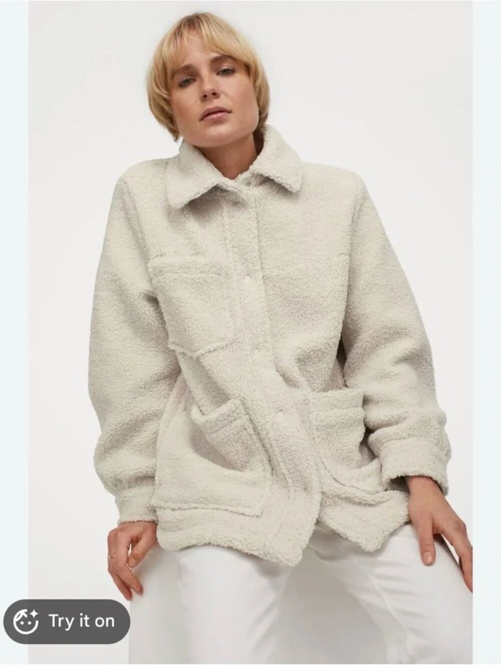 H&M Cream Teddy Sherpa Jacket Size XS